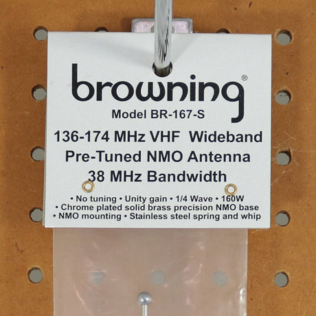 Browning 160-Watt Wide-Band 136 MHz to 174 MHz Unity-Gain Antenna with NMO Mounting, Stainless Steel