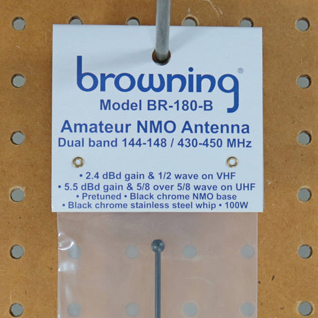Browning Amateur Dual-Band 144 to 148 MHz/430 to 450 MHz Pretuned NMO Antenna, Black/Chrome