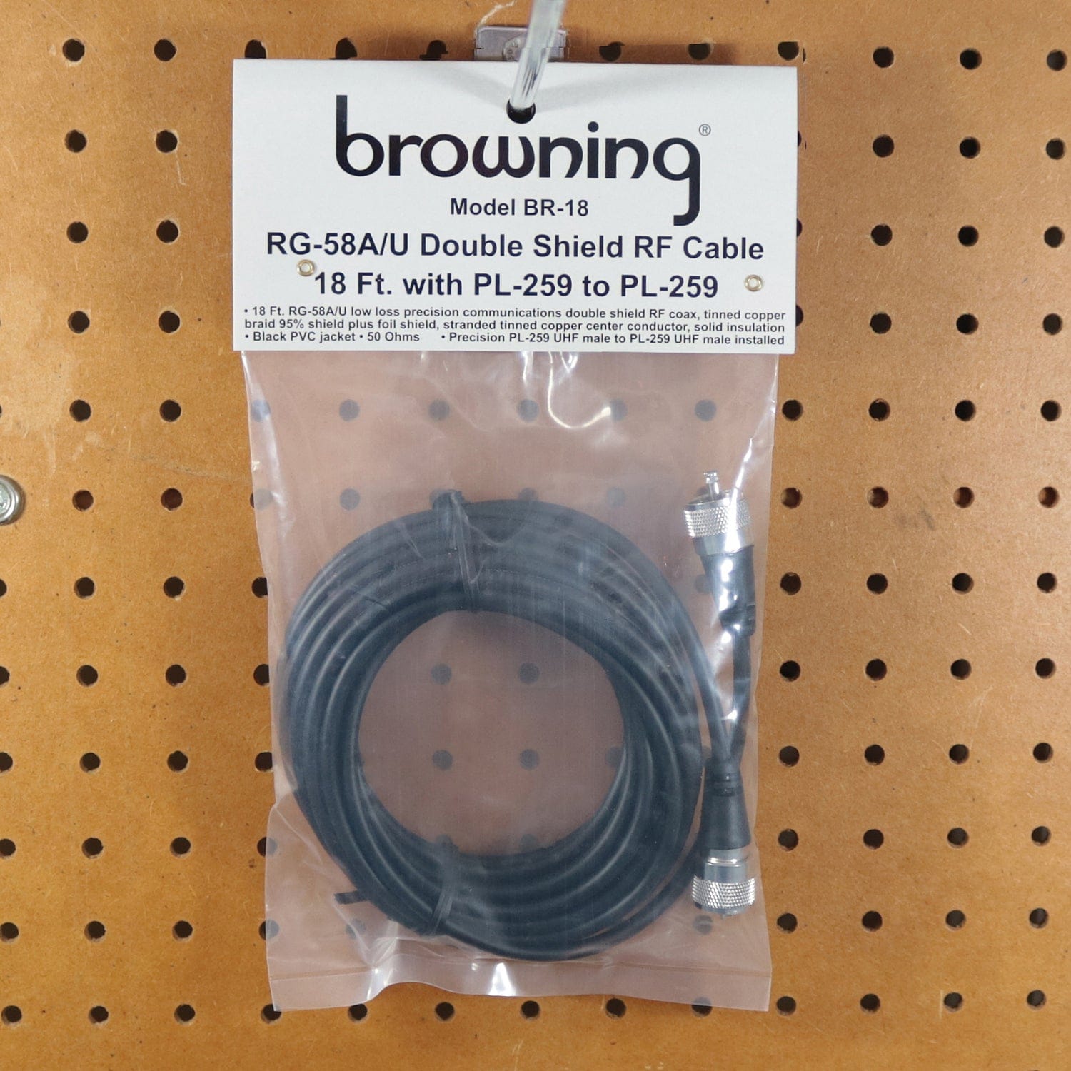 Browning CB Antenna Coaxial Cable Assembly with Preinstalled UHF PL-259, 18 Ft.