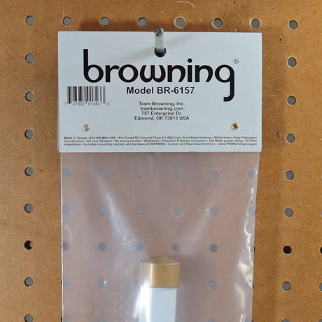 Browning 150W Pretuned Wide-Band 410 MHz to 490 MHz 4.5-dBd-Gain Fiberglass Omni Base with N-Female Connector, Mounting Bracket, and Hardware, BR6157
