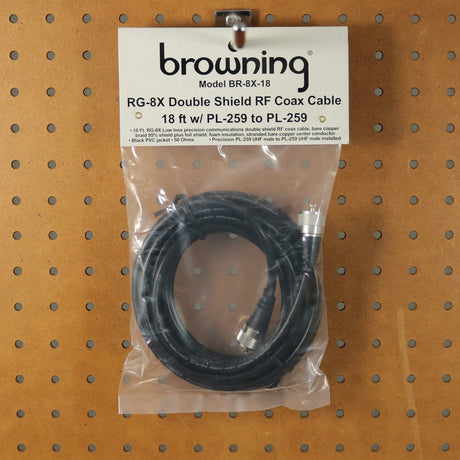 Browning 18-Ft. Heavy-Duty CB Antenna Coaxial Cable Assembly with Preinstalled UHF PL-259, BR-8X-18