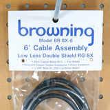 Browning RG8X Double Shield Coax Cable with PL-259 to PL-259 Connectors, 6 Ft.
