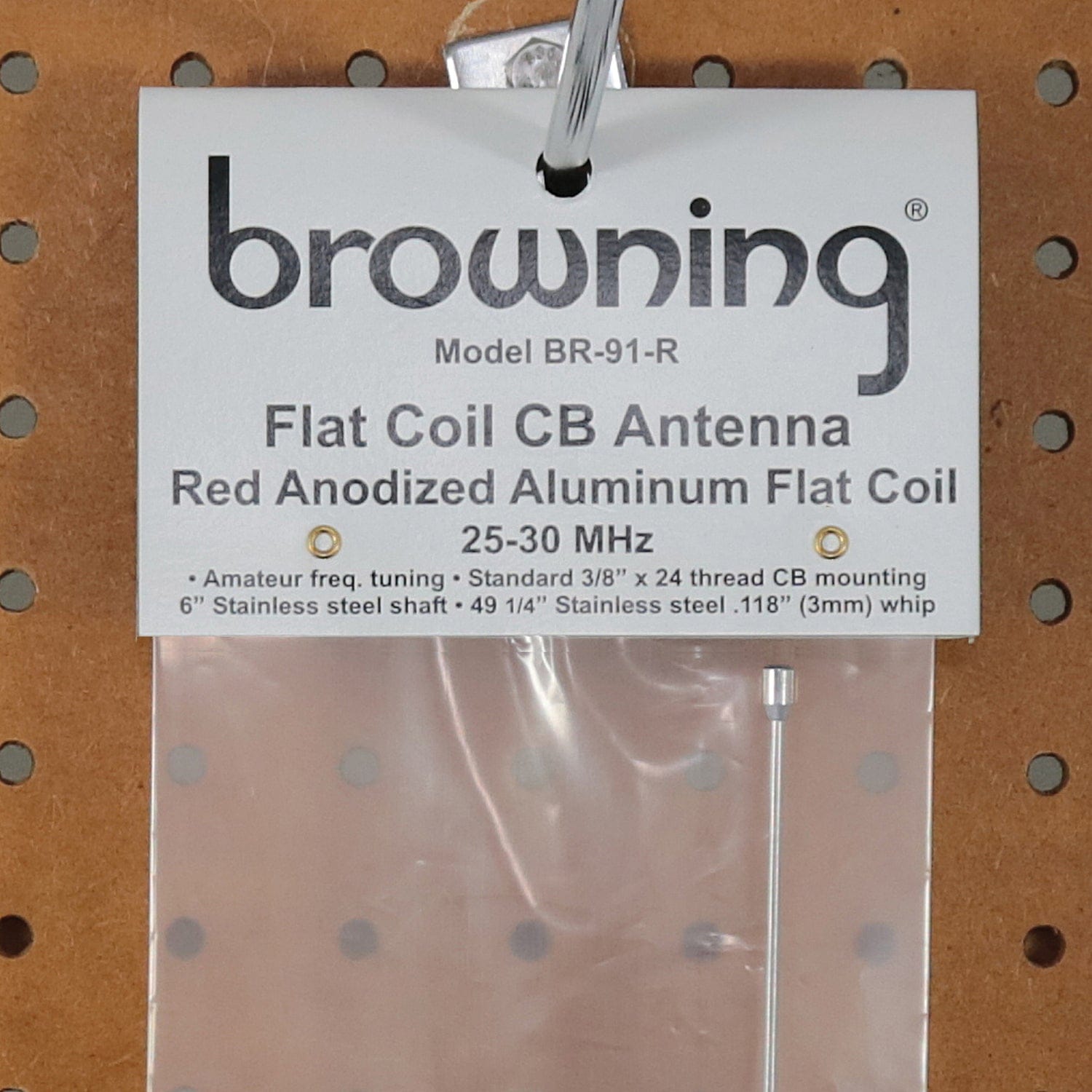 Browning BR-91 63-In. 15000-Watt Flat-Coil CB Antenna with 6-In. Shaft, Red