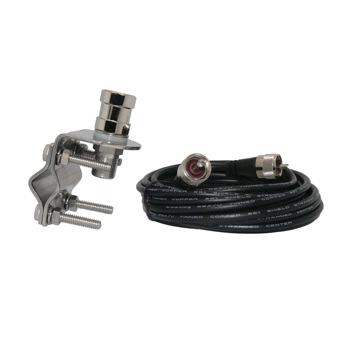 Browning Mirror-Mount Kit for CB Antenna with 18-Ft. Coaxial Cable and Preinstalled UHF PL-259 Connectors, BR-MM-18