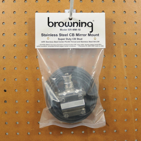 Browning Mirror-Mount Kit for CB Antenna with 18-Ft. Coaxial Cable and Preinstalled UHF PL-259 Connectors, BR-MM-18