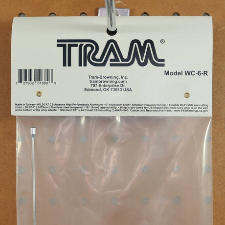 Tram 2000-Watt WILDCAT Trucker CB Antenna with 6-In. Anodized Aluminum Shaft with Extremely Low SWR and Long-Distance Transmit/Receive, WC-6-R