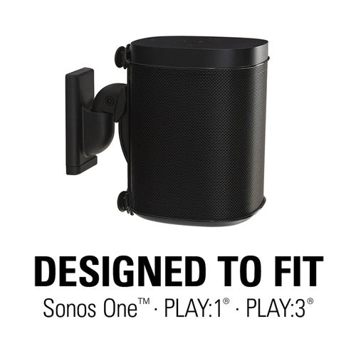 SANUS WSWM22-B1 Wireless Wall Mount for the Sonos One, PLAY:1 & PLAY:3 Speakers Pair, Black
