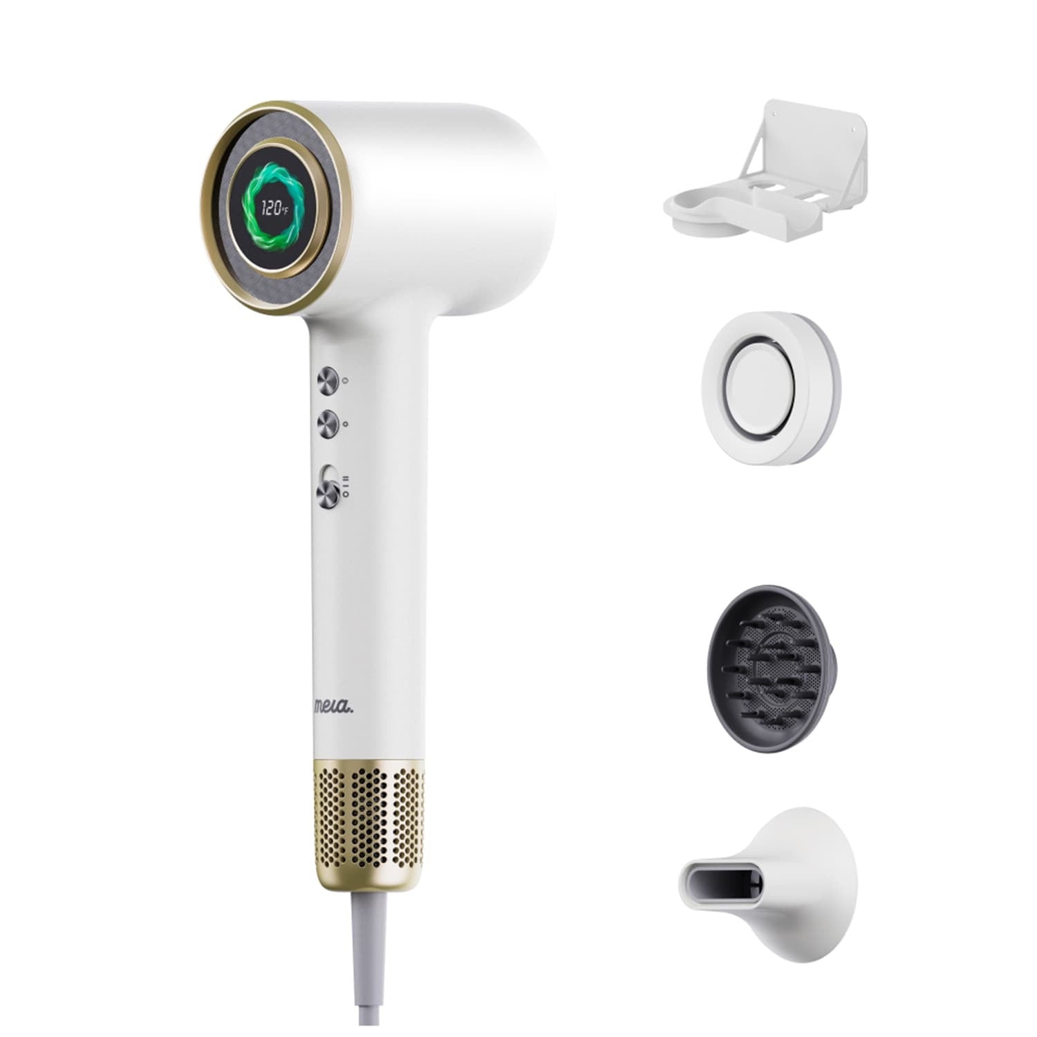 Mera Ultra Bi-Ionic High-Speed Aromatic Hair Dryer/Hand Dryer, Gold White