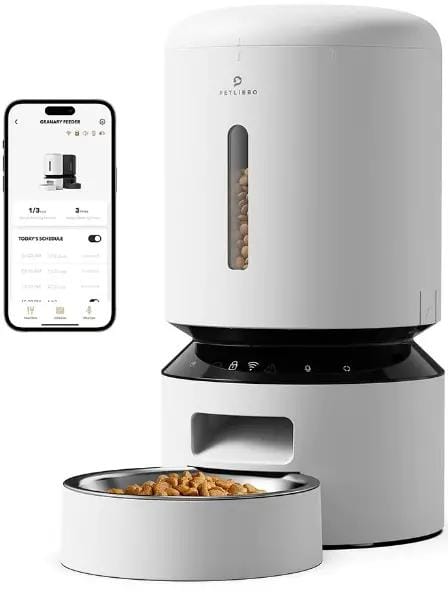 Petlibro Granary Automatic Pet Feeder, 5G Wi-Fi, 5L, Timed Dry Food Dispenser, White - Certified Refurbished