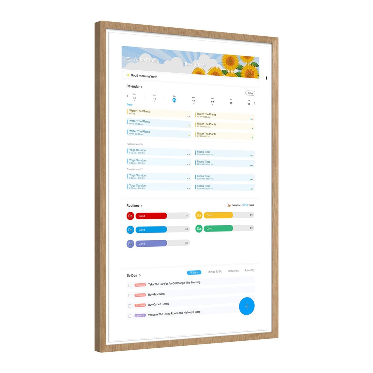 Apolosign 15.6-In. Dual-Mode Digital Calendar, Wall Planner, and Smart Family Organizer, Teak Yellow
