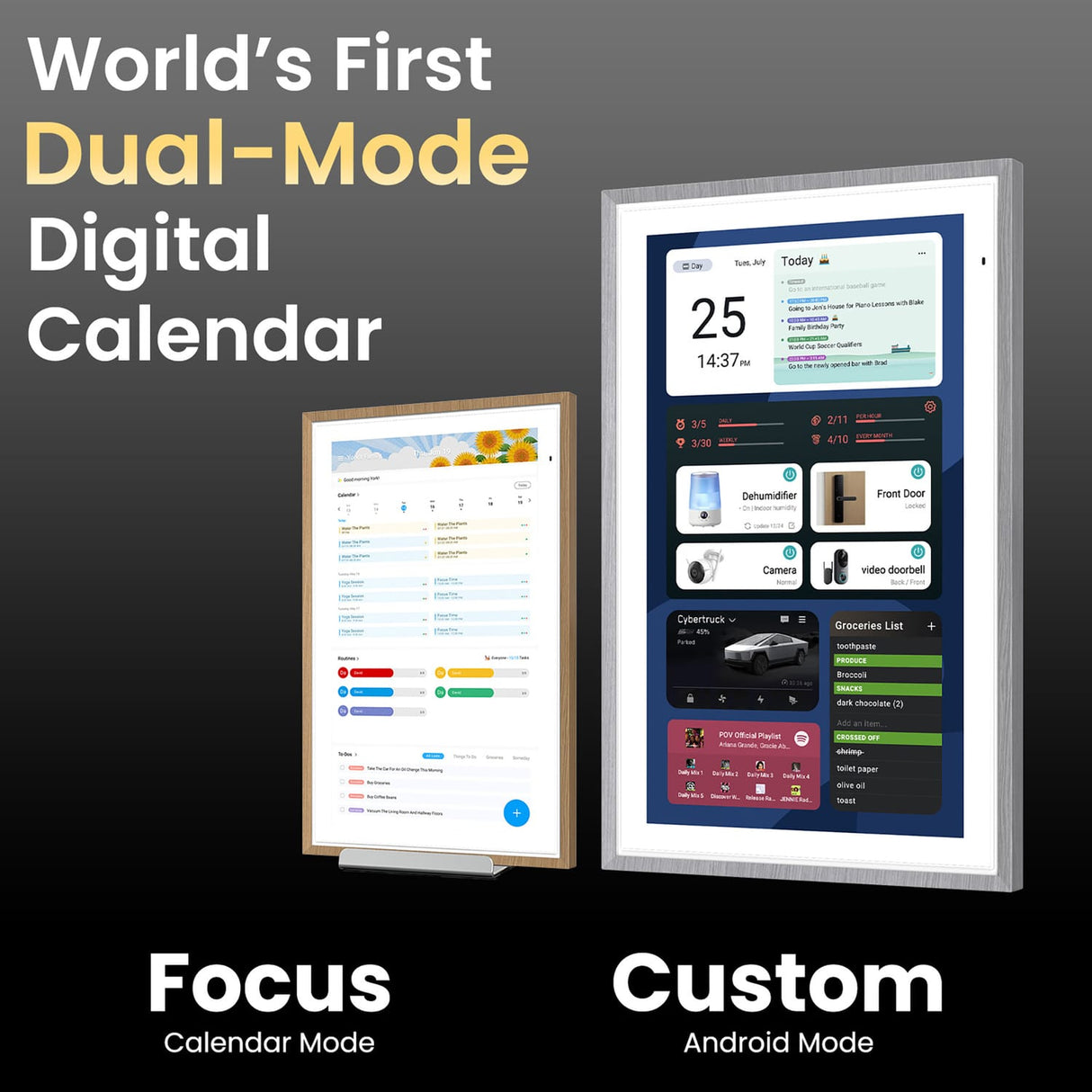 Apolosign 21.5-In. Dual-Mode Digital Calendar, Wall Planner, and Smart Family Organizer, Spruce Gray
