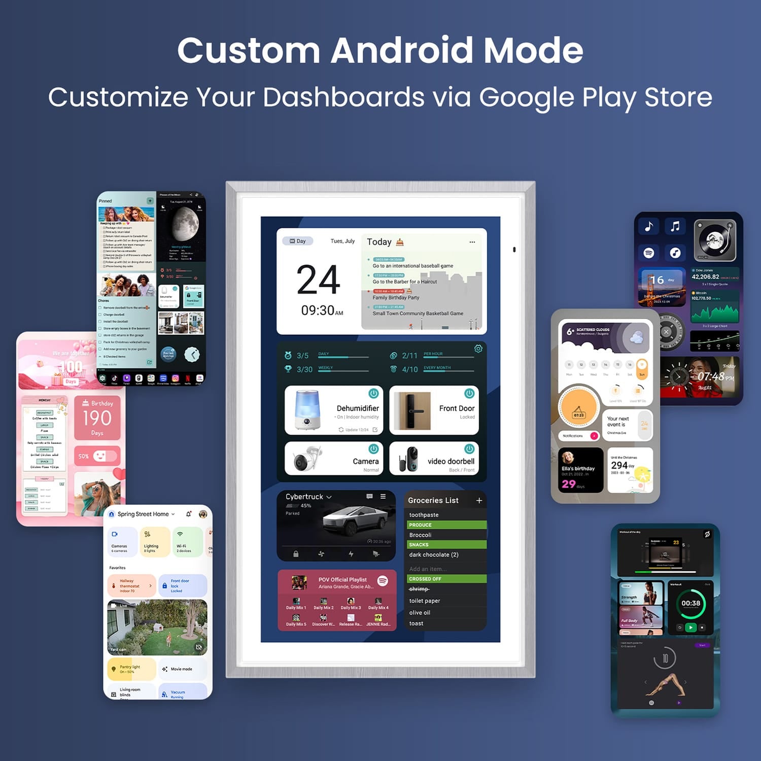 Apolosign 21.5-In. Dual-Mode Digital Calendar, Wall Planner, and Smart Family Organizer, Spruce Gray