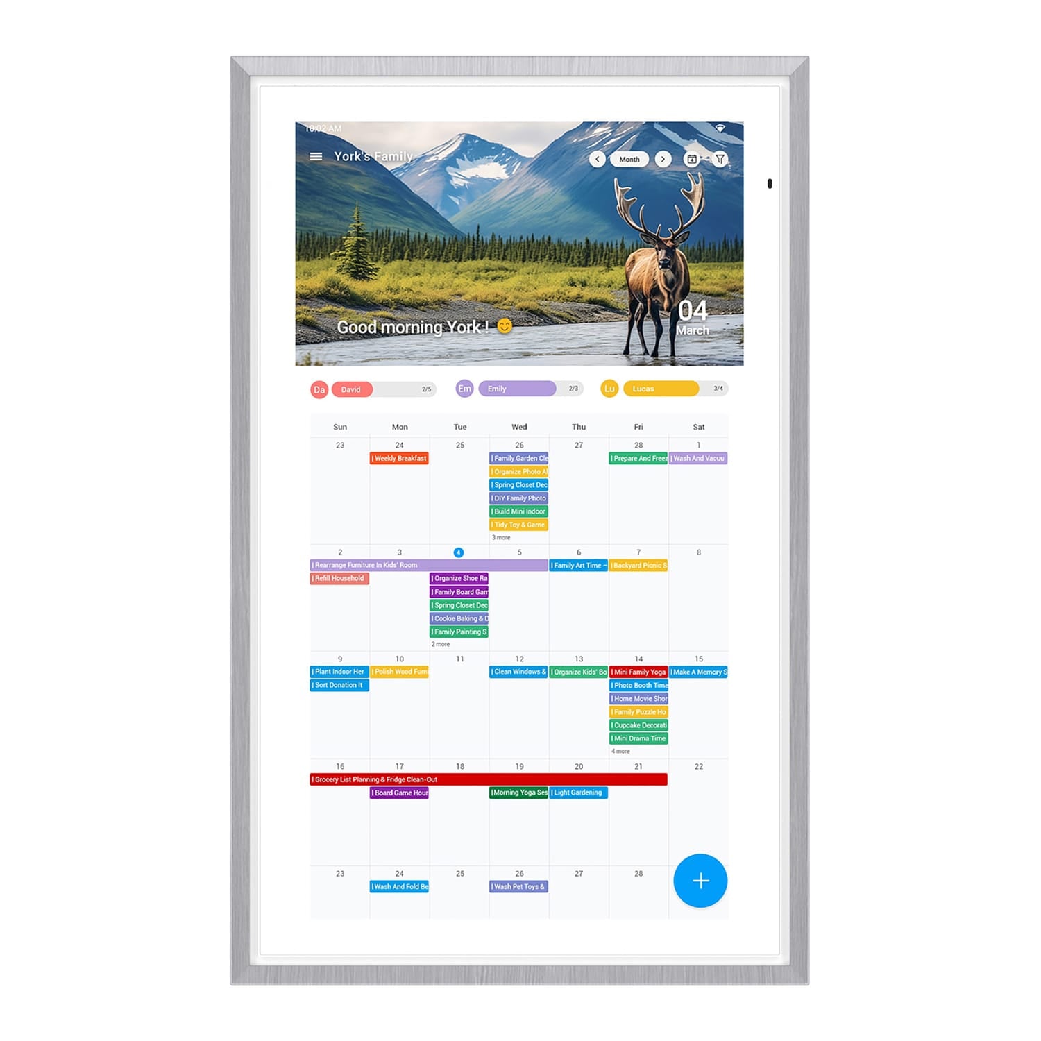 Apolosign 21.5-In. Dual-Mode Digital Calendar, Wall Planner, and Smart Family Organizer, Spruce Gray