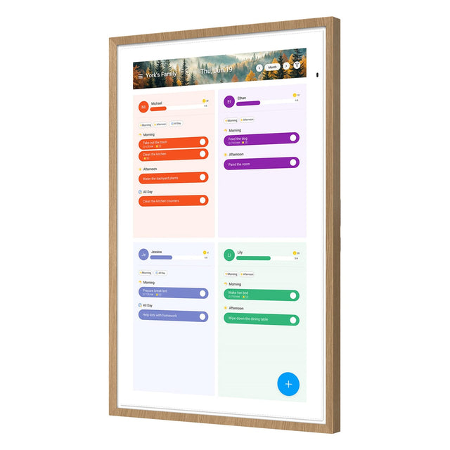 Apolosign 21.5-In. Dual-Mode Digital Calendar, Wall Planner, and Smart Family Organizer, Teak Yellow