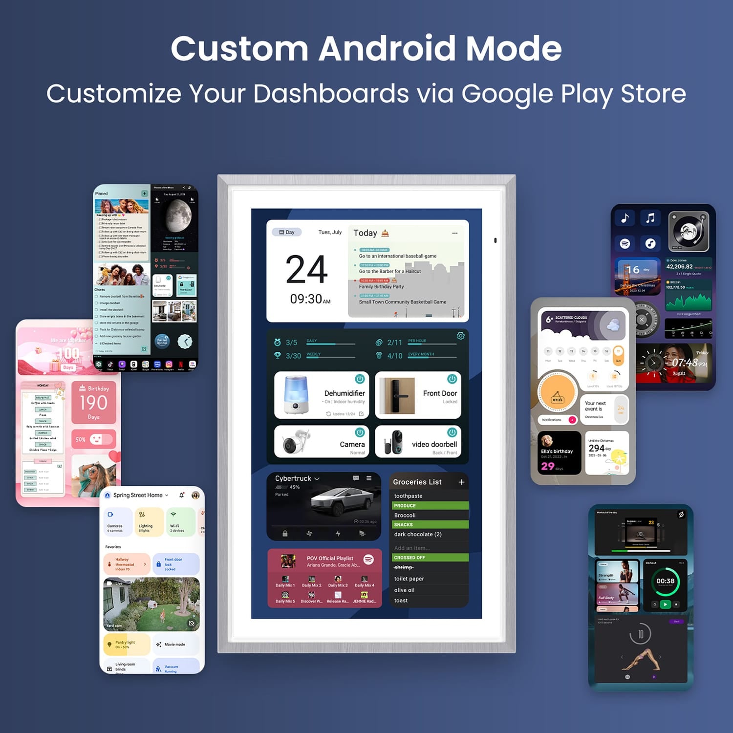 Apolosign 27-In. Dual-Mode Digital Calendar, Wall Planner, and Smart Family Organizer, Spruce Gray