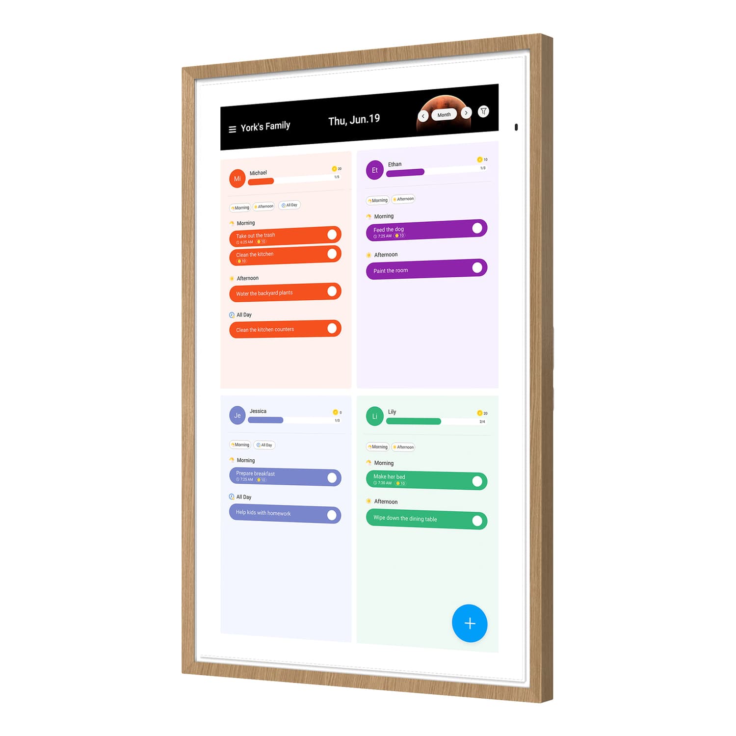 Apolosign 27-In. Dual-Mode Digital Calendar, Wall Planner, and Smart Family Organizer, Teak Yellow