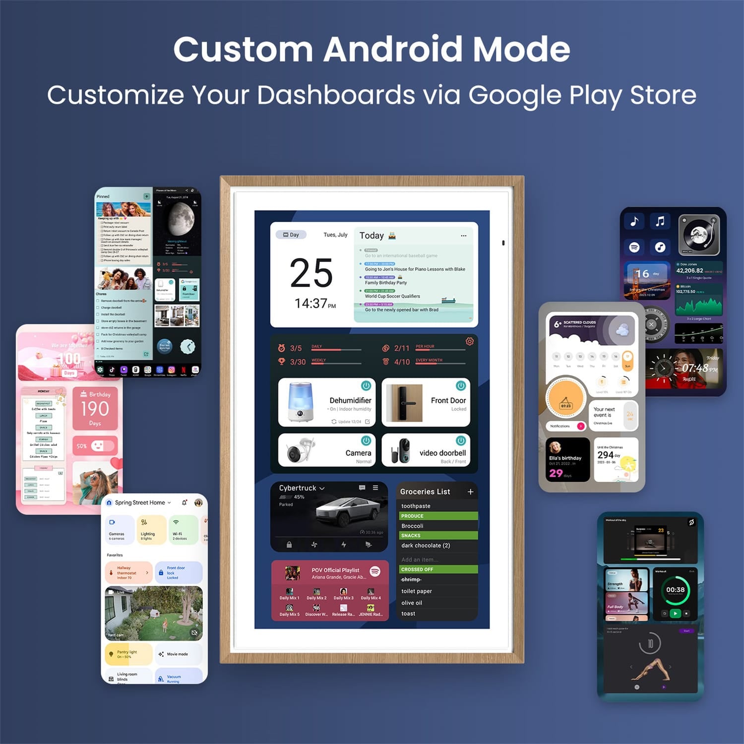 Apolosign 27-In. Dual-Mode Digital Calendar, Wall Planner, and Smart Family Organizer, Teak Yellow