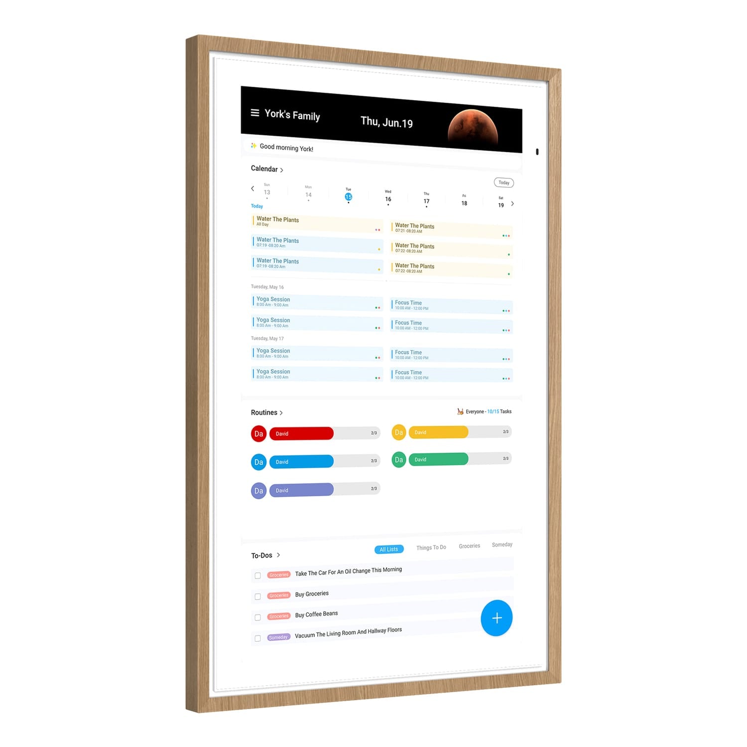 Apolosign 27-In. Dual-Mode Digital Calendar, Wall Planner, and Smart Family Organizer, Teak Yellow