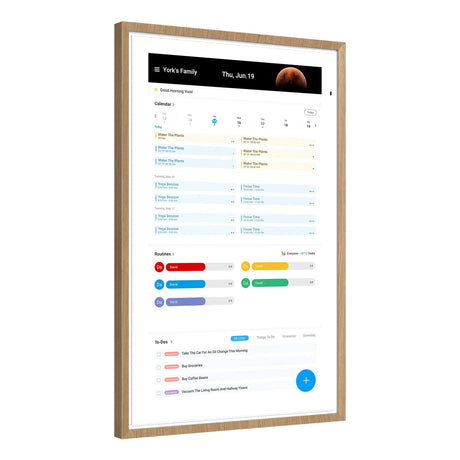 Apolosign 27-In. Dual-Mode Digital Calendar, Wall Planner, and Smart Family Organizer, Teak Yellow