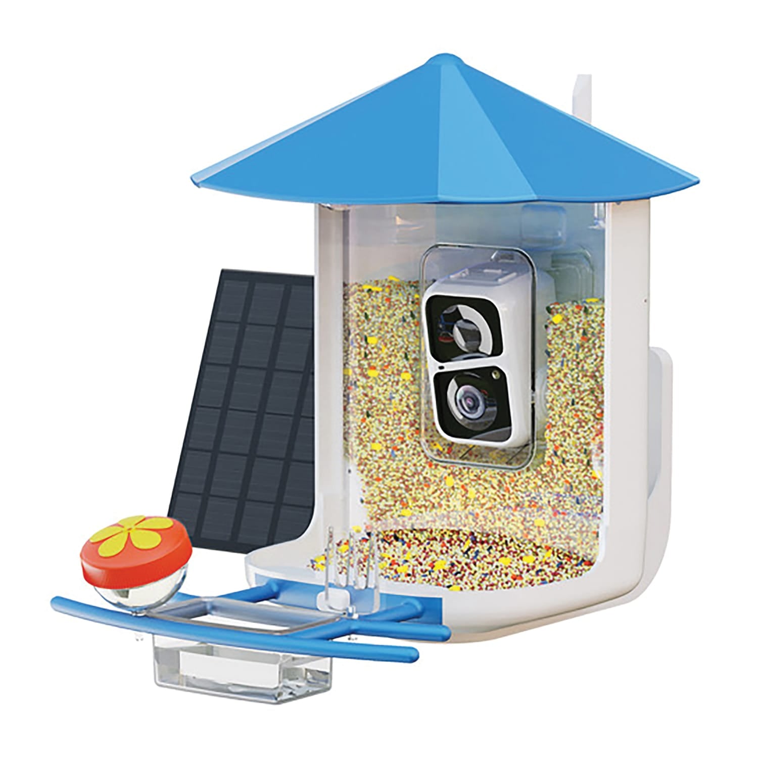 PerchMe Smart Bird Feeder with 2K Camera and Solar Panel, Azure Canopy