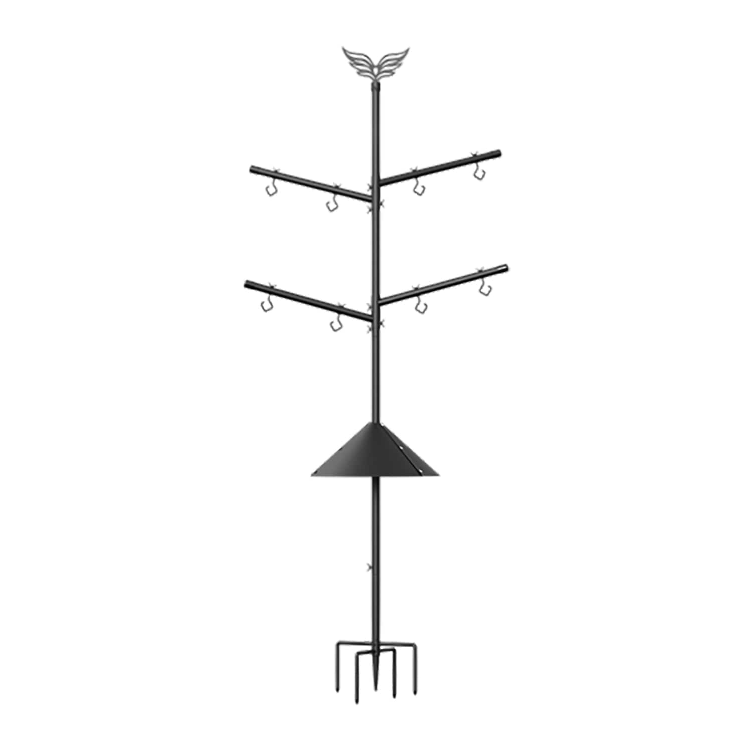 PerchMe Heavy-Duty Deluxe Bird Feeder Pole Station with Squirrel Baffle, Rotating Crossbars, and Hooks, 92-In. Max Height