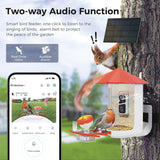 PerchMe AI-Recognition Smart Bird Feeder with Camera, Solar-Powered, Vermilion Canopy