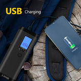 Z-Edge ZA103 Combo 150-PSI Portable Air Inflator and 2000-mAh Power Bank with Digital Display and Carrying Pouch, Black