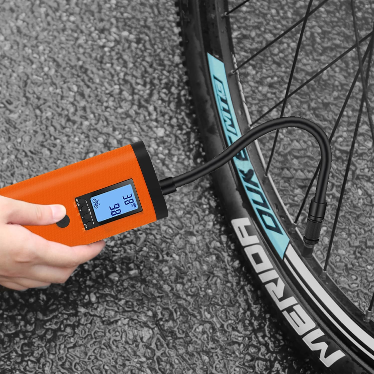 Z-Edge ZA103 Combo 150-PSI Portable Air Inflator and 2000-mAh Power Bank with Digital Display and Carrying Pouch, Orange