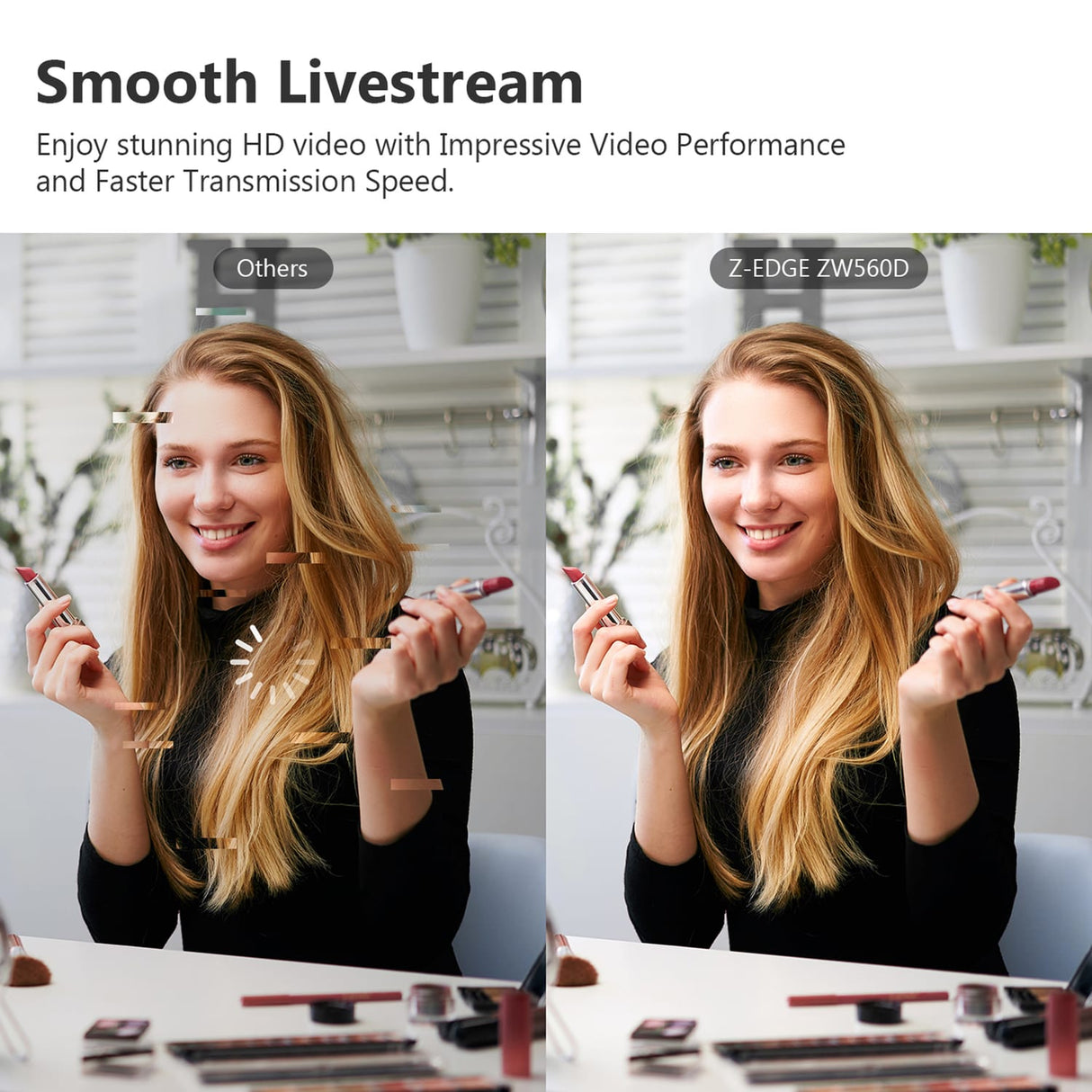 Z-Edge QHD 2K 5.0-MP Auto-Focus Webcam and Ring Light with Stereo Sound and Noise-Reduction Microphone, ZW560S