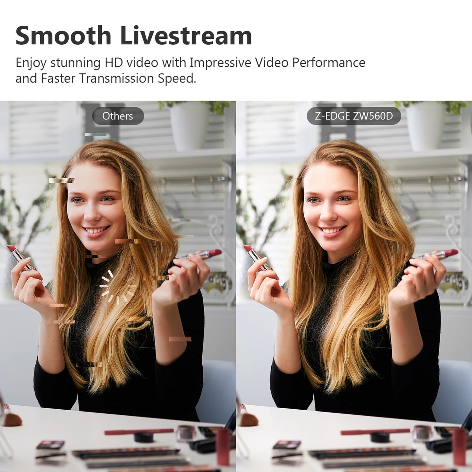 Z-Edge QHD 2K 5.0-MP Auto-Focus Webcam and Ring Light with Stereo Sound and Noise-Reduction Microphone, ZW560S