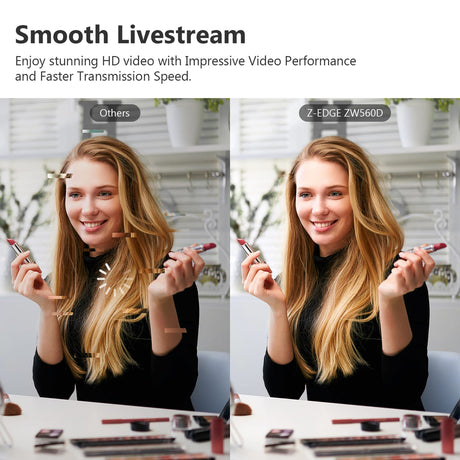 Z-Edge QHD 2K 5.0-MP Auto-Focus Webcam and Ring Light with Stereo Sound and Noise-Reduction Microphone, ZW560S