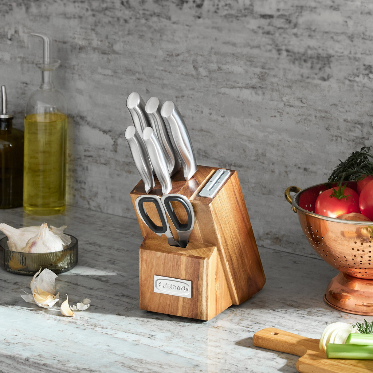 Cuisinart 7pc Stainless Steel Essentials Block Set with Built in Sharpener, Silver