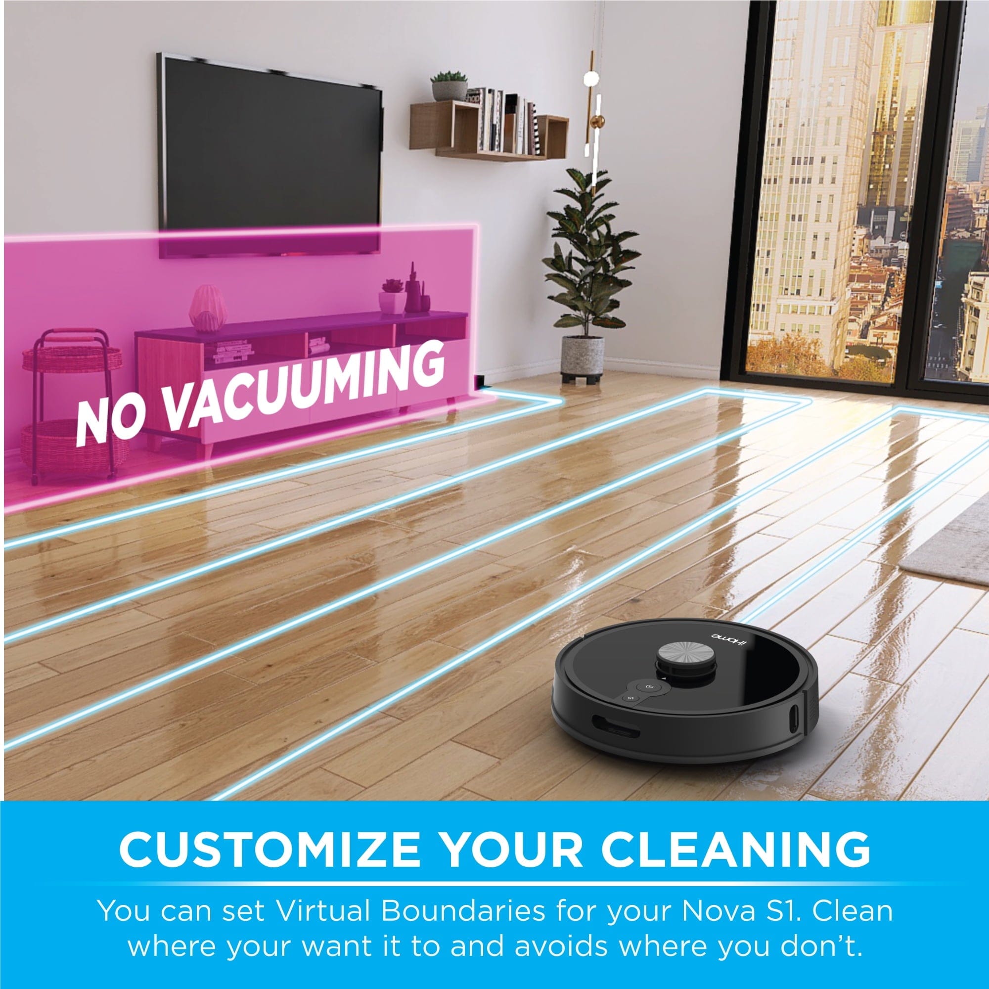 iHome AutoVac Nova S1 Pro Self Empty Robot Vacuum, LIDAR Mapping, 150 Min Runtime, Black