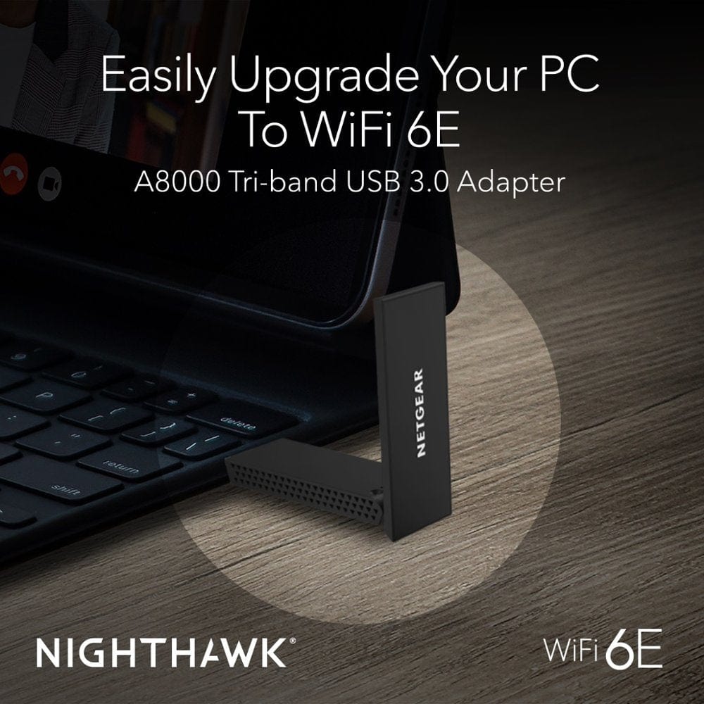 Netgear A8000 Nighthawk AXE3000 Tri-Band Wireless Gigabit Speed Up to 3Gbps WiFi 6 or 6E USB 3.0 Adapter - Certified Refurbished