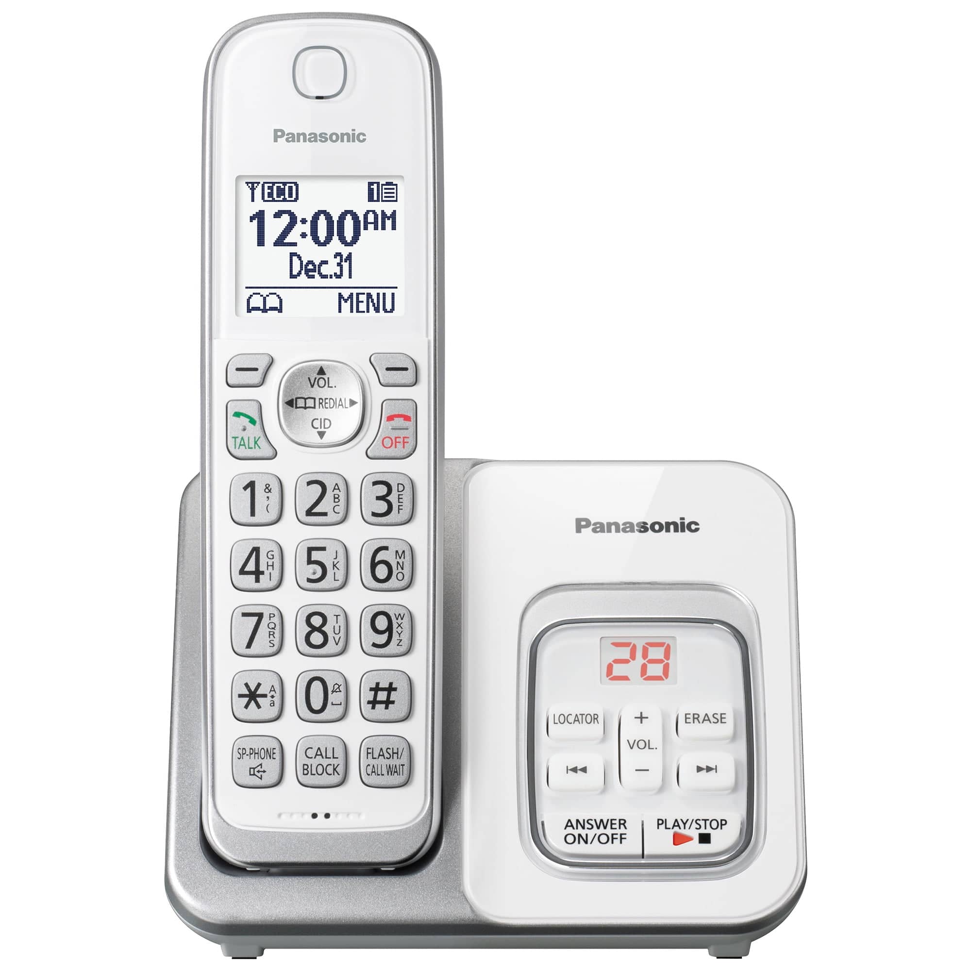 Panasonic Cordless Phone, Call Block & Answering Machine, 2 Handsets - Certified Refurbished