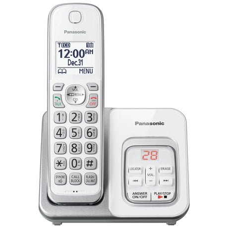 Panasonic Cordless Phone, Call Block & Answering Machine, 2 Handsets - Certified Refurbished