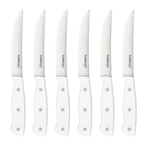 Cuisinart 6pc White Triple Rivet Steak Knife Set, White