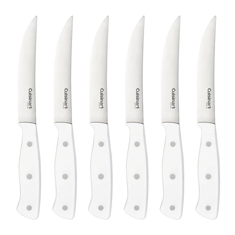 Cuisinart 6pc White Triple Rivet Steak Knife Set, White