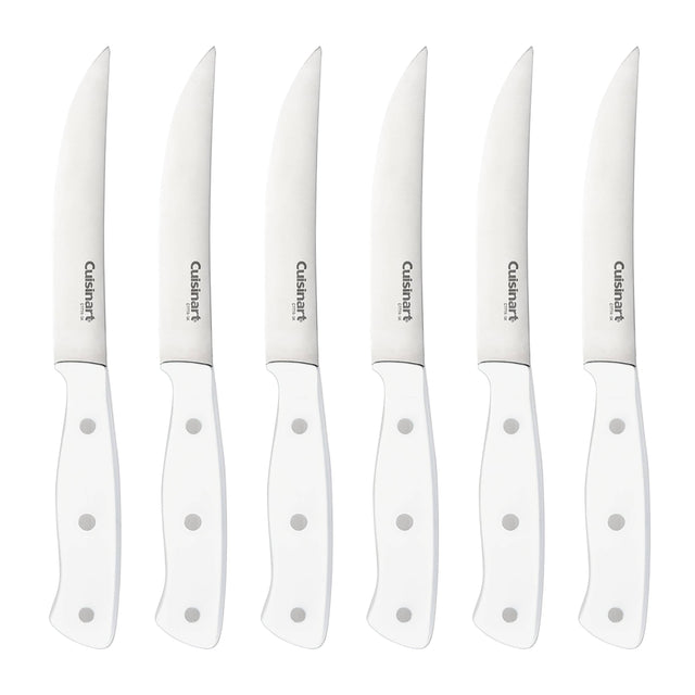 Cuisinart 6pc White Triple Rivet Steak Knife Set, White