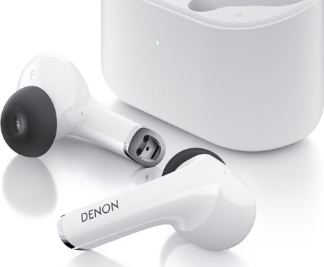 Denon Active Noise Cancelling Earbuds, White