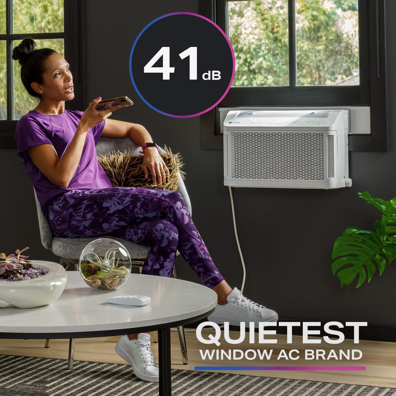 GE Profile ClearView 6100 BTU Window Air Conditioner Unit, U-Shaped Adjustable Depth, Up to 250 sq ft., White - Certified Refurbished