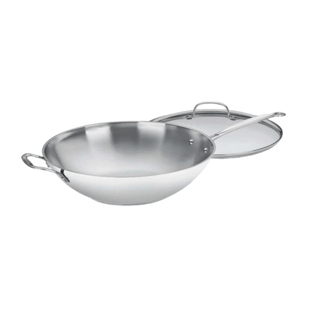 Cuisinart Chef's Classic™ Stainless 14" Stir-Fry Pan with Helper Handle & Glass Cover, Silver