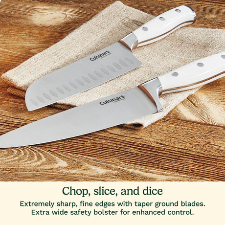 Cuisinart Triple Rivet 15 Piece Knife Block Set, White