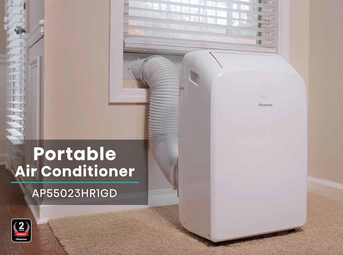 Hisense 550 sq.ft Built-in Heat and WiFi 8,000 BTU SACC Dual Hose Portable Air Conditioner - Certified Refurbished