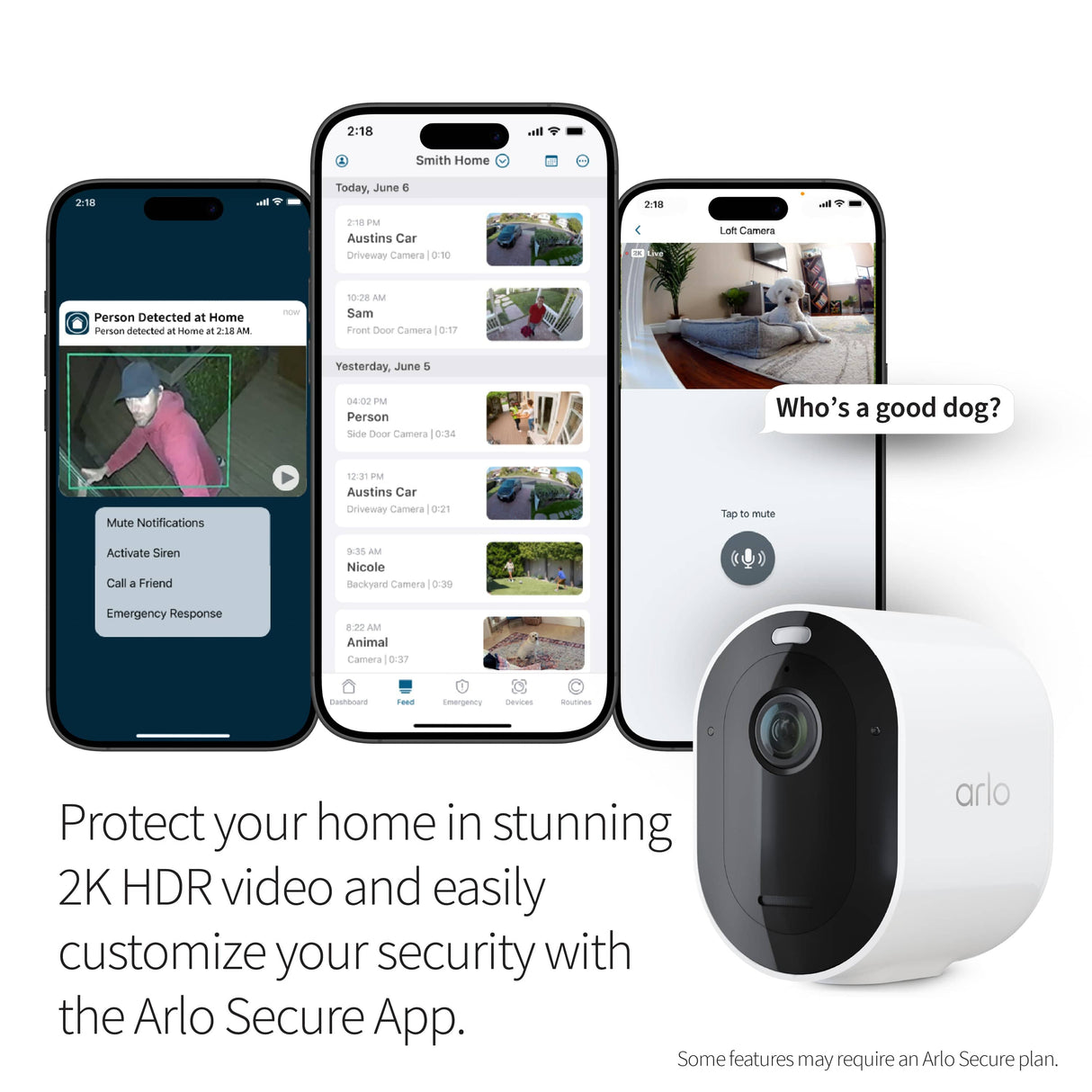 Arlo Pro 5S Camera, 3-Pack, White - Certified Refurbished