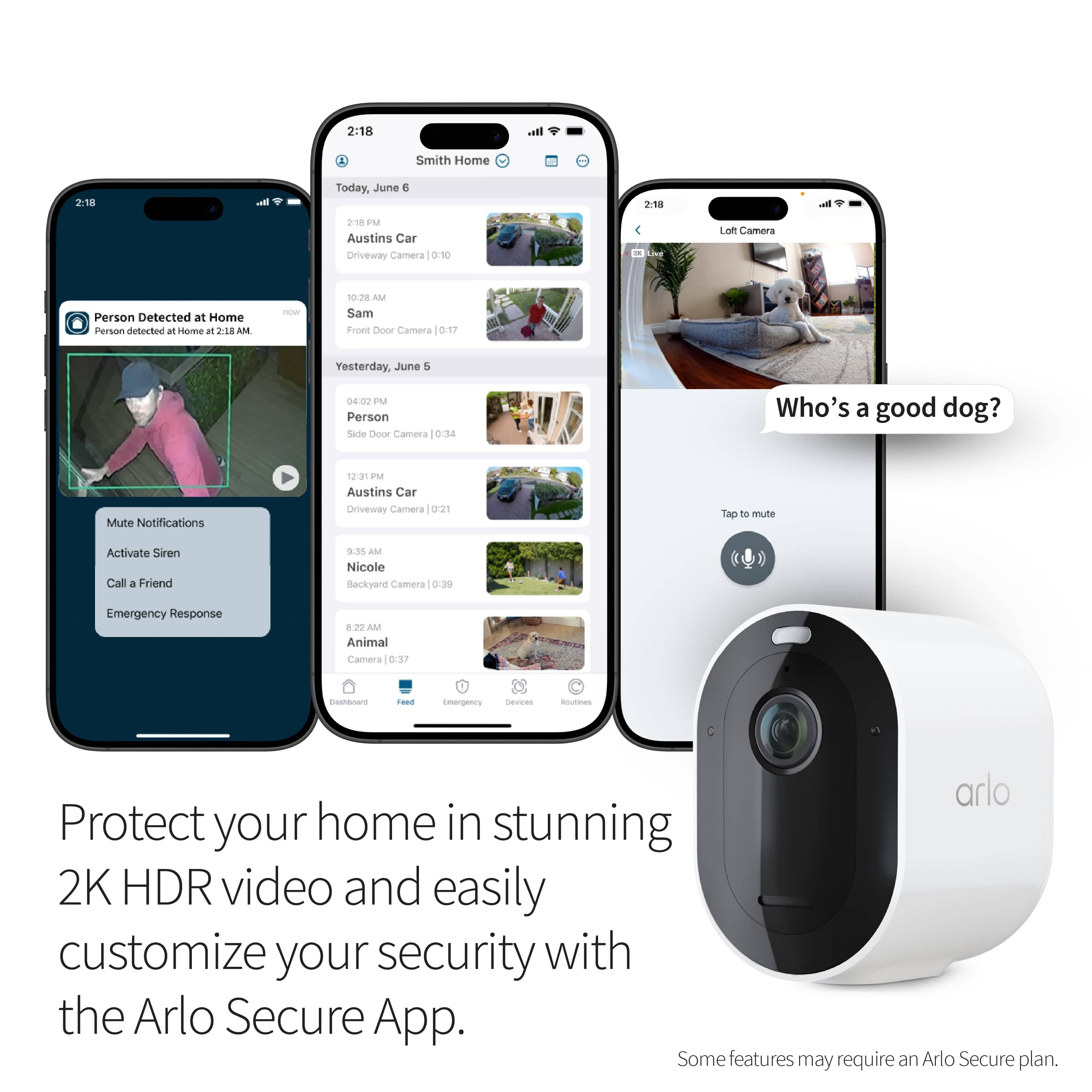 Arlo Pro 5S Camera, 3-Pack, White - Certified Refurbished