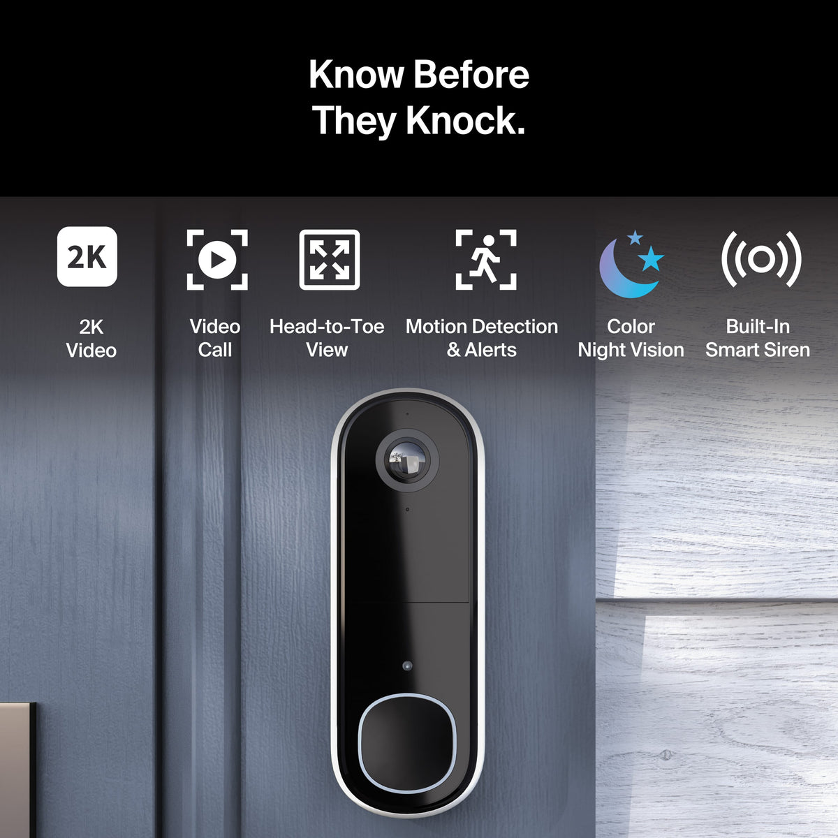Arlo Video Doorbell 2nd Gen 2K, White - Certified Refurbished
