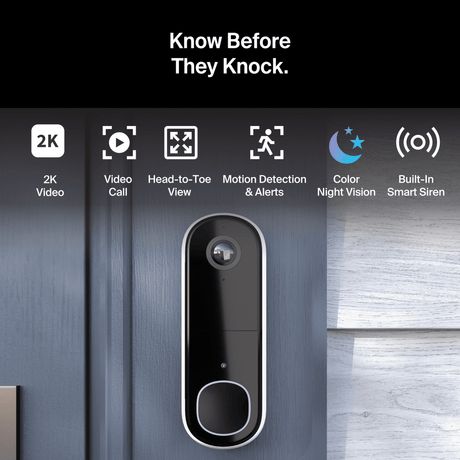 Arlo Video Doorbell 2nd Gen 2K, White - Certified Refurbished