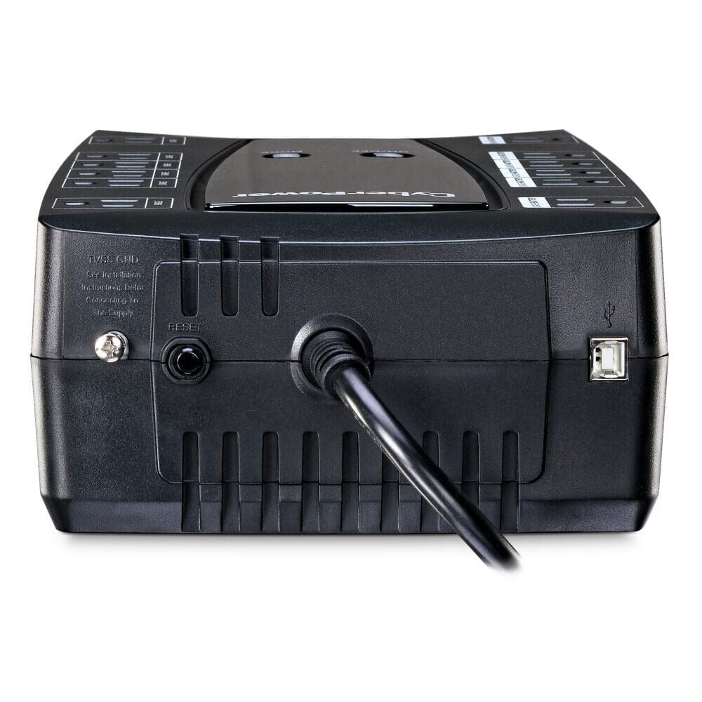 CyberPower AVR UPS System, 900VA/480W, 12 Outlets, Compact, Black - Certified Refurbished
