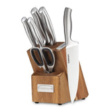 Cuisinart 7pc Stainless Steel Essentials Block Set with Built in Sharpener, Silver